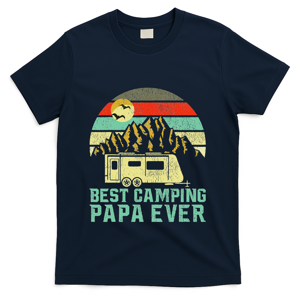 Best Camping Papa Ever Vintage Camper T-Shirt product image 1
