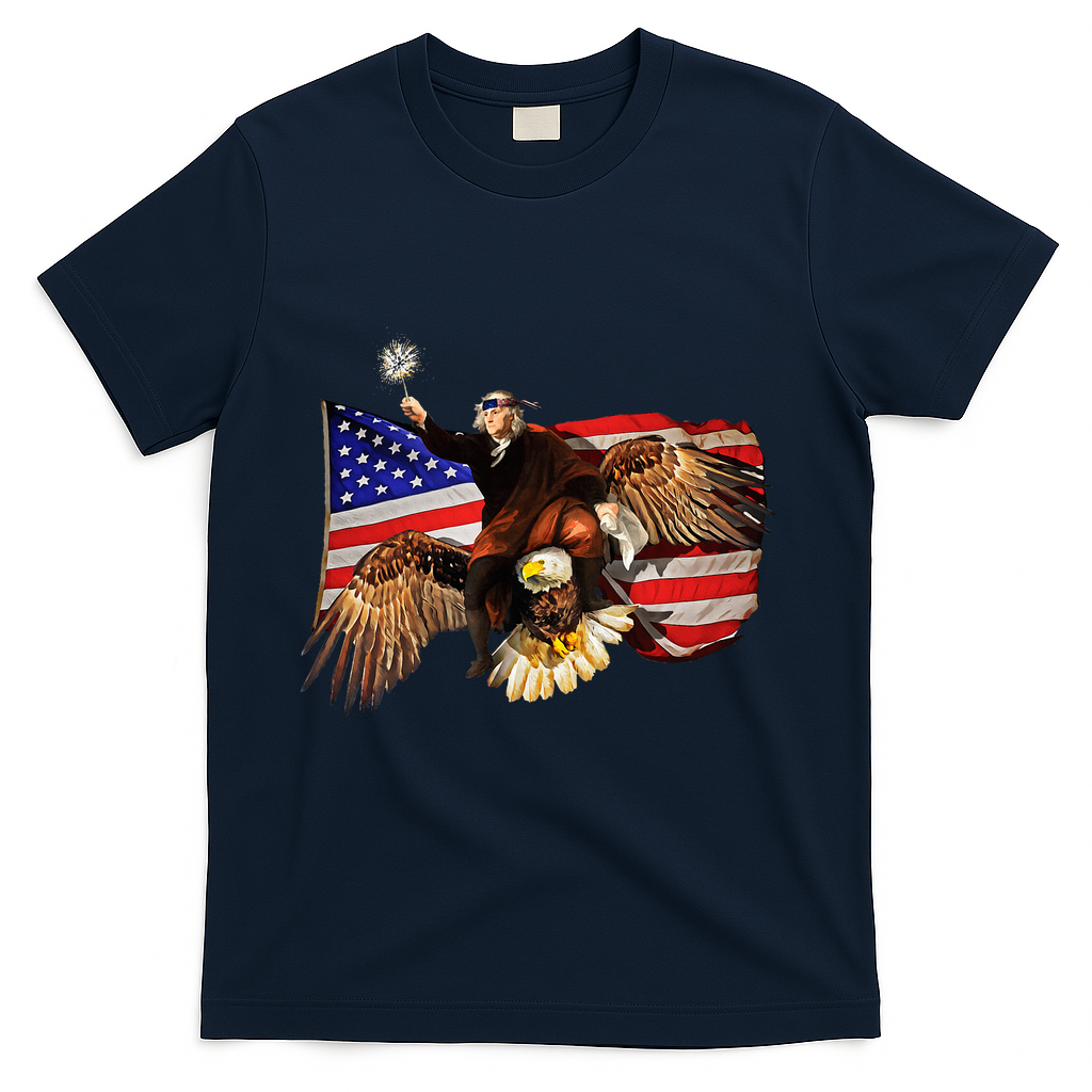 Ben Franklin Riding Eagle Funny July 4th American Flag product image 3