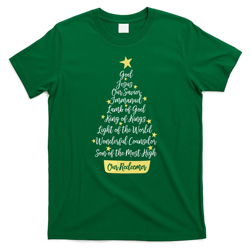 Names Of Jesus Christian Faith Christmas Tree T-Shirt product image 2