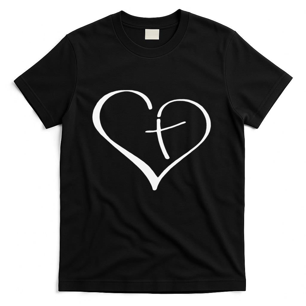 Christian Heart Jesus Cross Religious Gifts T-Shirt product image 1