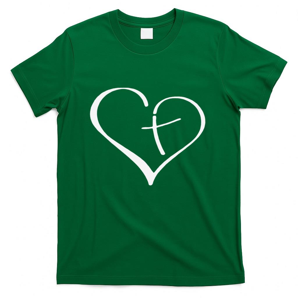 Christian Heart Jesus Cross Religious Gifts T-Shirt product image 2