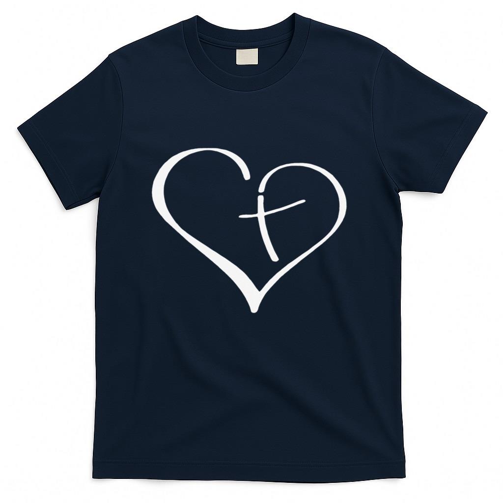 Christian Heart Jesus Cross Religious Gifts T-Shirt product image 3
