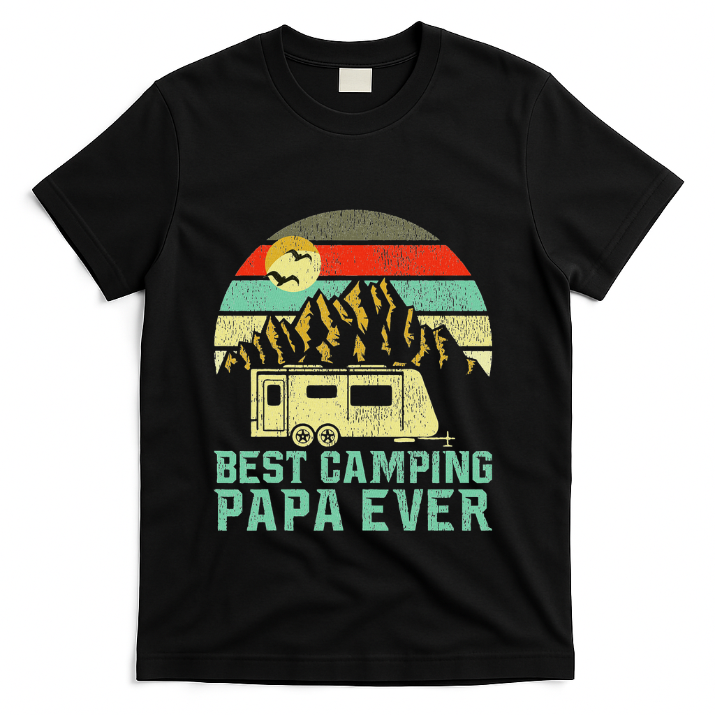 Best Camping Papa Ever Vintage Camper T-Shirt product image 3