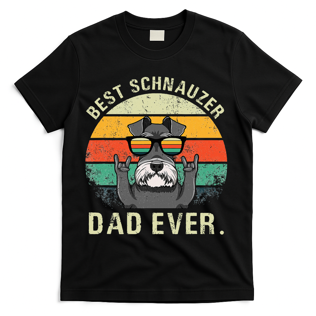 Dog Vintage Best Schnauzer Dad Ever Fathers Day T-Shirt product image 3