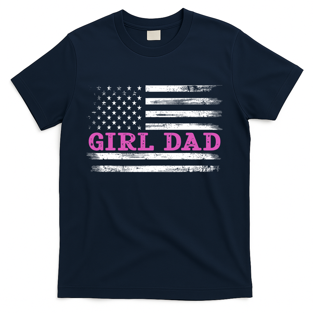 Girl Dad Usa Vintage Flag Cute Fathers Day Gift T-Shirt product image 1