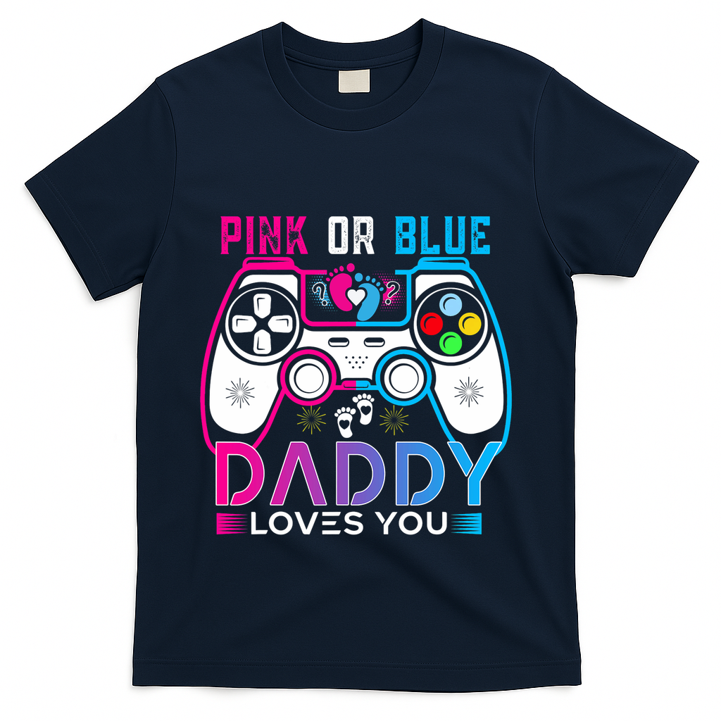 Daddy Loves You Gender Reveal Baby Gaming Dad T-Shirt product image 3