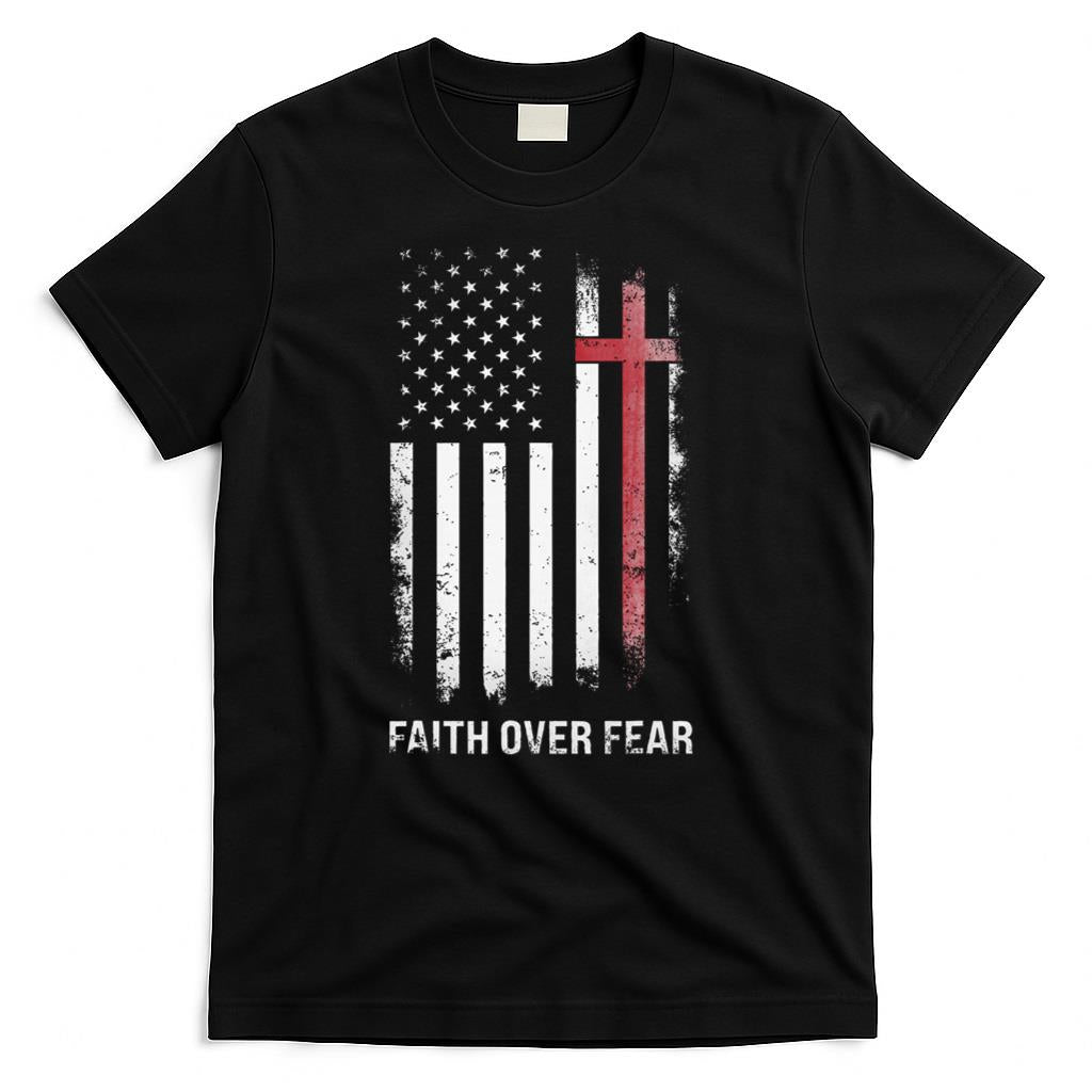 Christian Us Usa Flag American Christ Faith Over Fear Cross product image 1