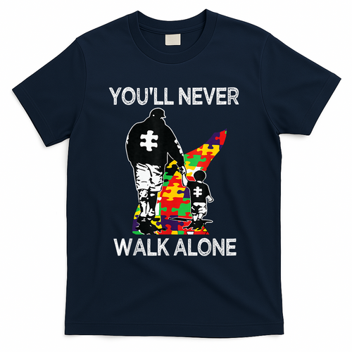 Autism Dad Support Alone Puzzle You'll Never Walk T-Shirt product image 2