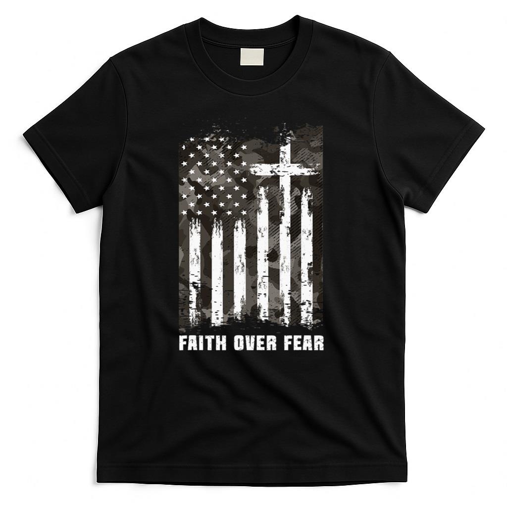 Faith Over Fear Christian Cross Camouflage American Flag product image 1