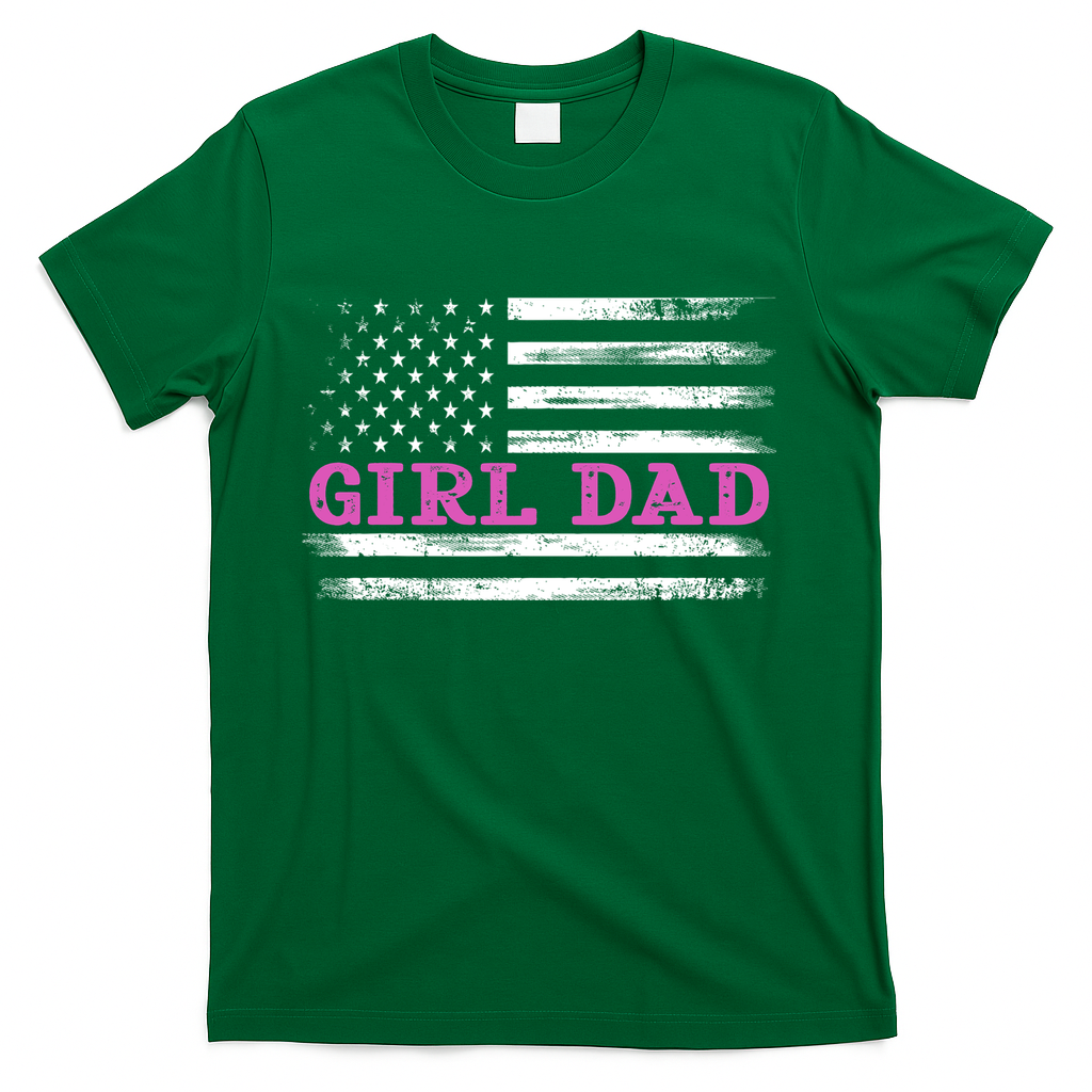 Girl Dad Usa Vintage Flag Cute Fathers Day Gift T-Shirt product image 2