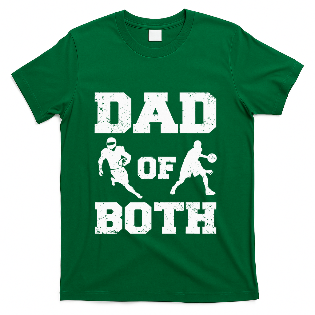 Dad Of Both Funny Football Basketball T-Shirt product image 3