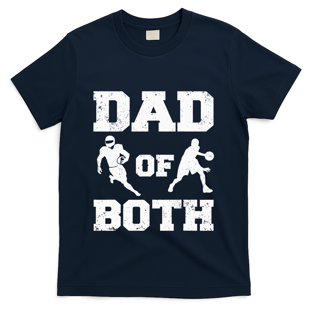 Dad Of Both Funny Football Basketball T-Shirt product image 2