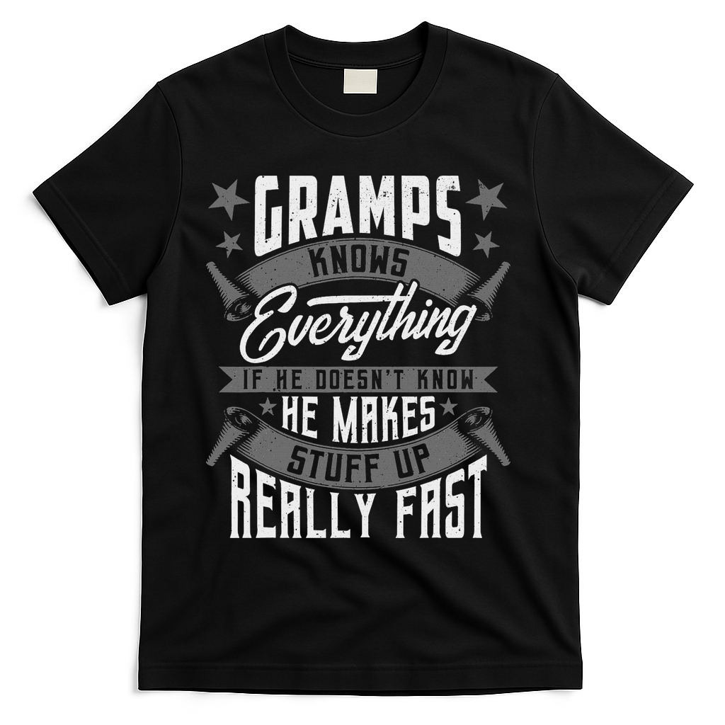 Gramps Knows Everything Funny Fathers Day Gifts T-Shirt product image 3
