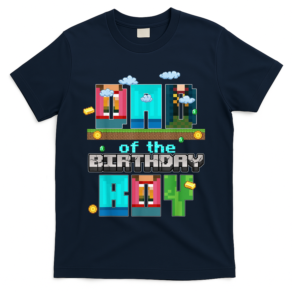 Dad Of The Birthday Boy Video Game Pixel T-Shirt product image 1