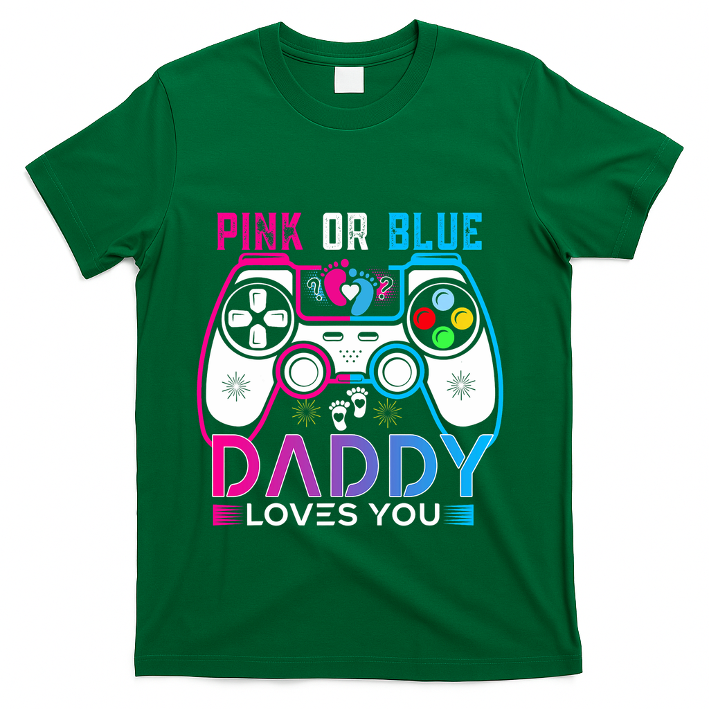 Daddy Loves You Gender Reveal Baby Gaming Dad T-Shirt product image 1
