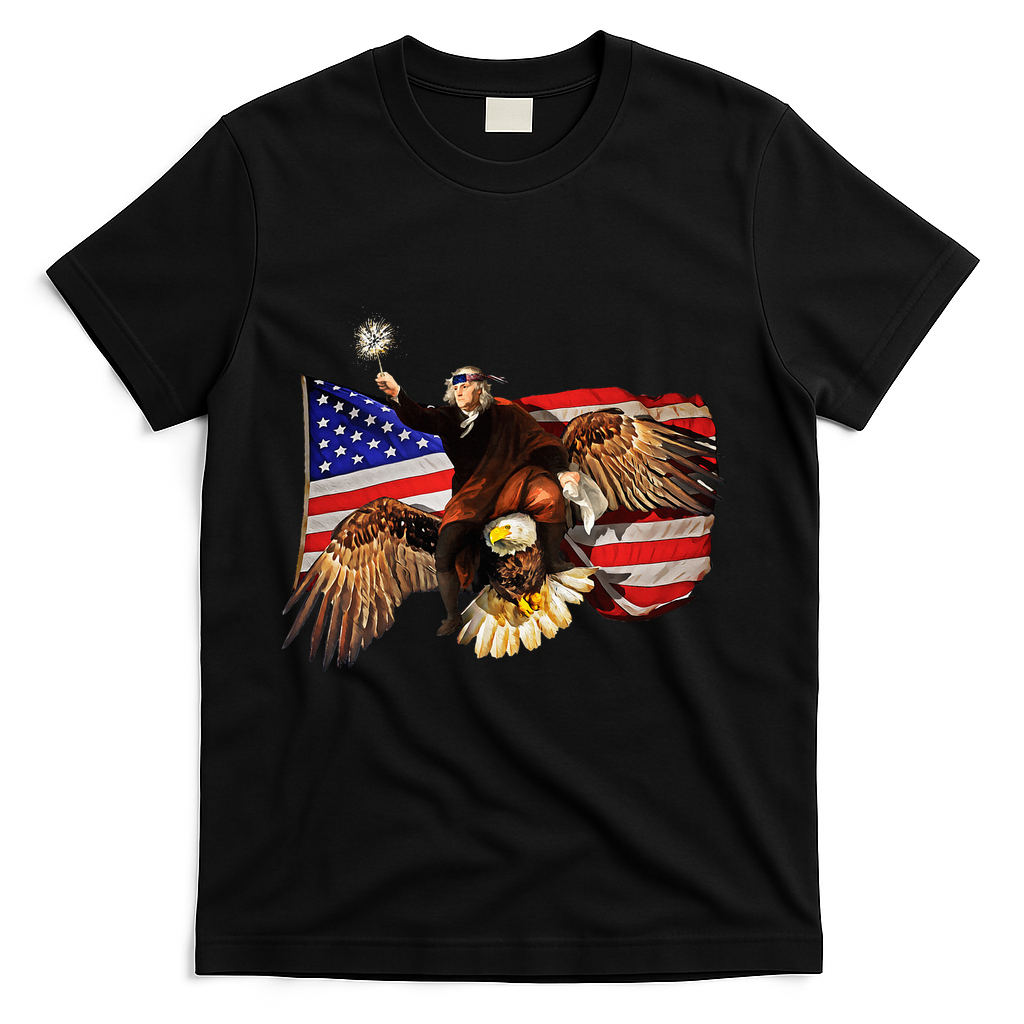 Ben Franklin Riding Eagle Funny July 4th American Flag product image 2