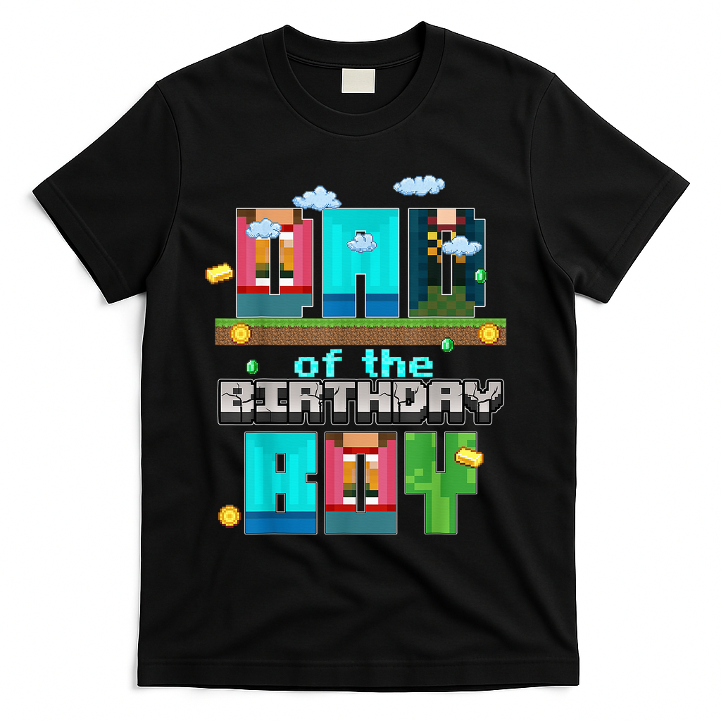 Dad Of The Birthday Boy Video Game Pixel T-Shirt product image 2
