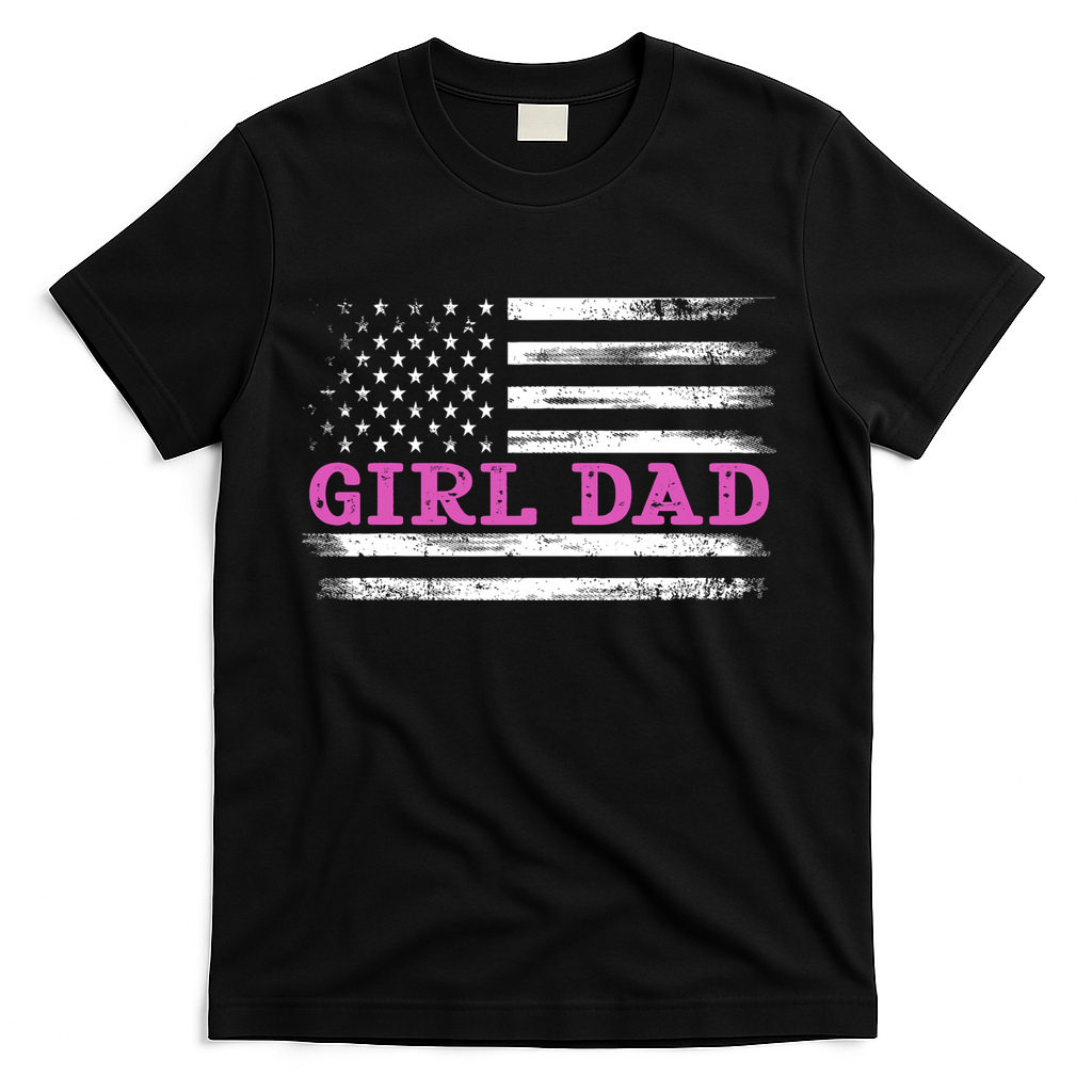 Girl Dad Usa Vintage Flag Cute Fathers Day Gift T-Shirt product image 3