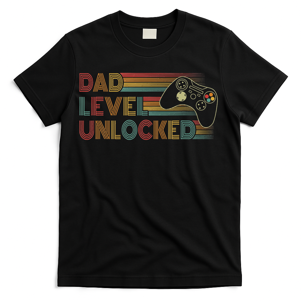 Funny New Dad Level Unlocked Gaming Gamer T-Shirt product image 3