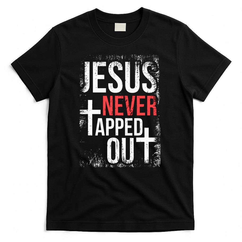 Jesus Never Tapped Out Christian Wrestling Faith T-Shirt product image 1