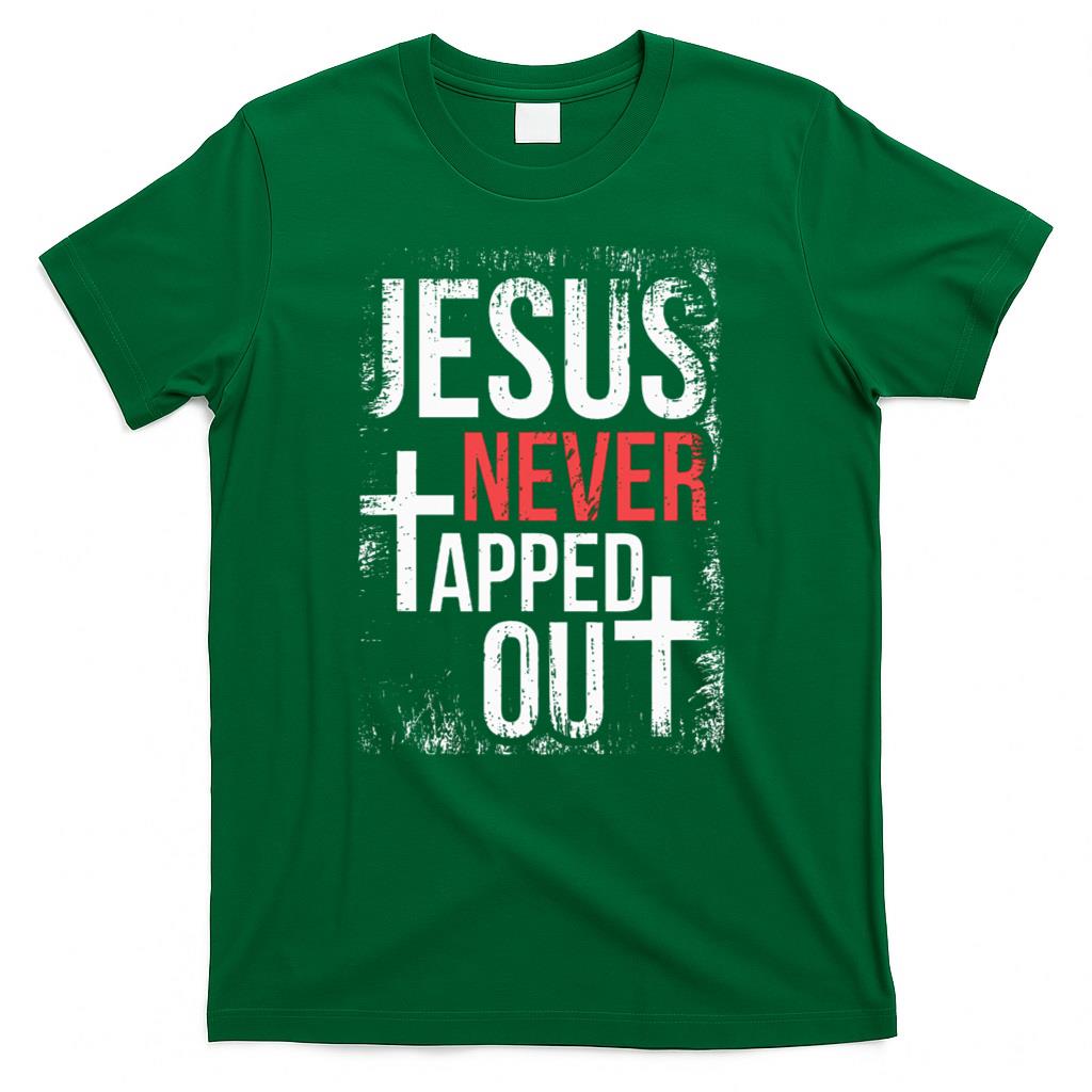 Jesus Never Tapped Out Christian Wrestling Faith T-Shirt product image 2