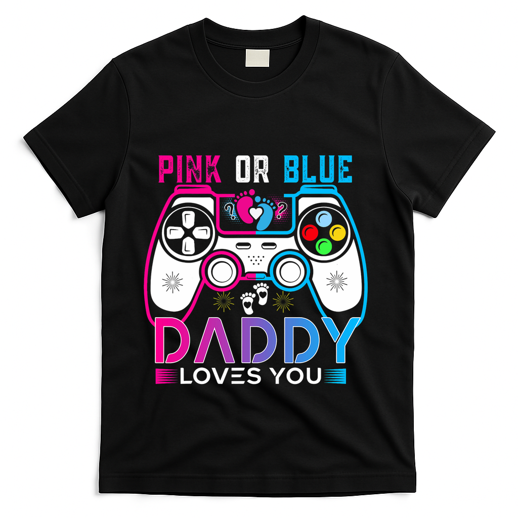 Daddy Loves You Gender Reveal Baby Gaming Dad T-Shirt product image 2