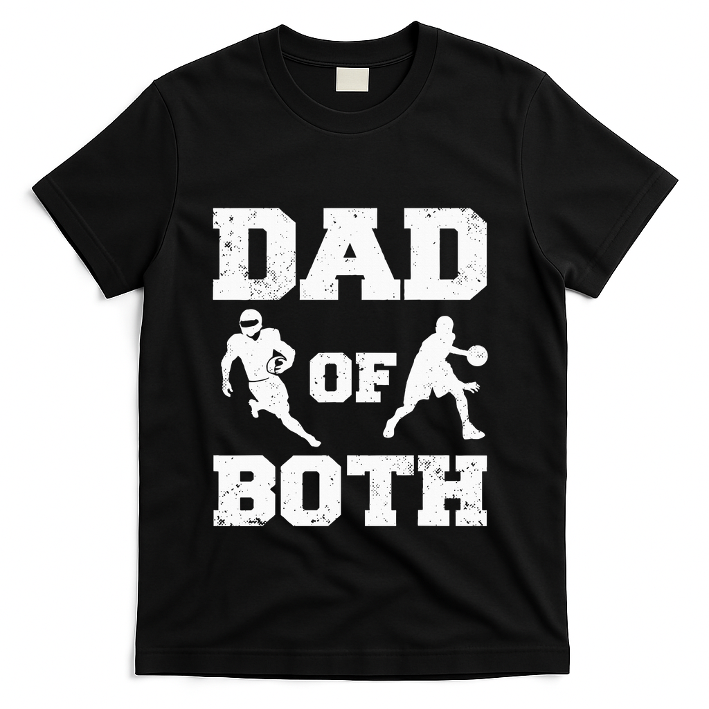 Dad Of Both Funny Football Basketball T-Shirt product image 1