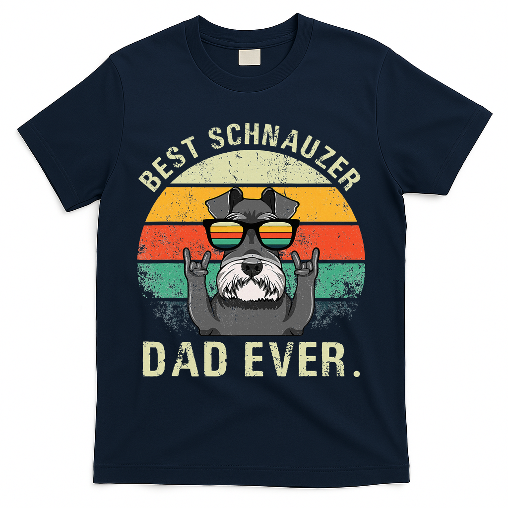 Dog Vintage Best Schnauzer Dad Ever Fathers Day T-Shirt product image 1