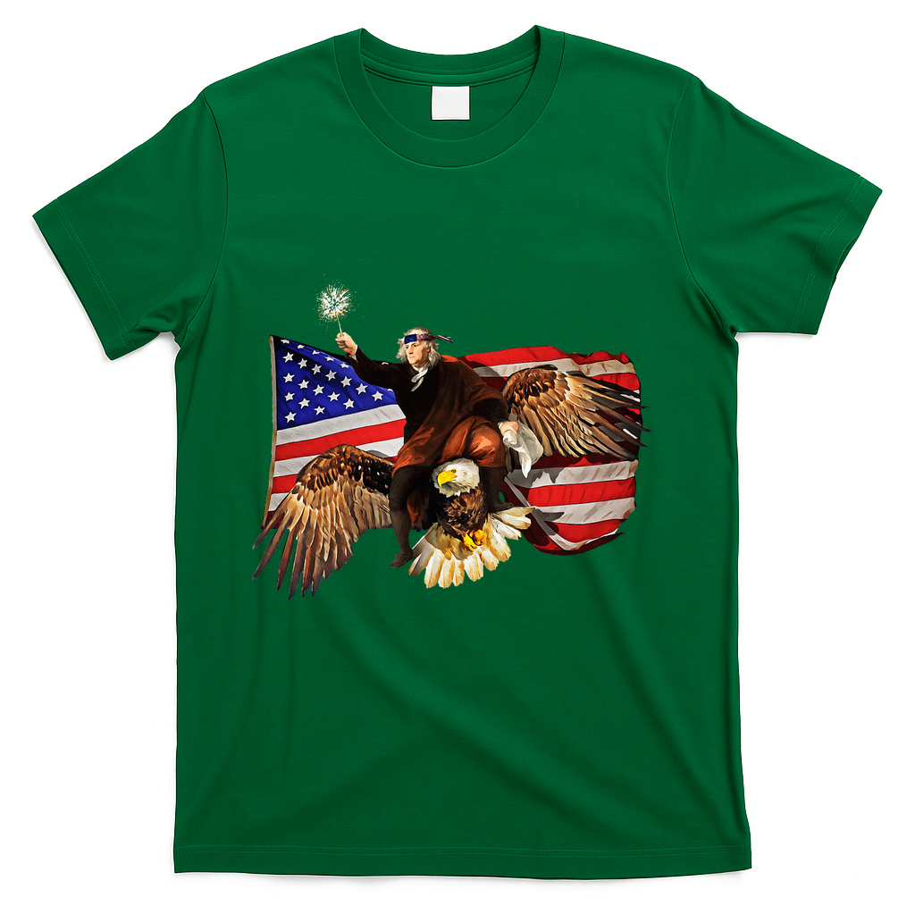 Ben Franklin Riding Eagle Funny July 4th American Flag product image 1