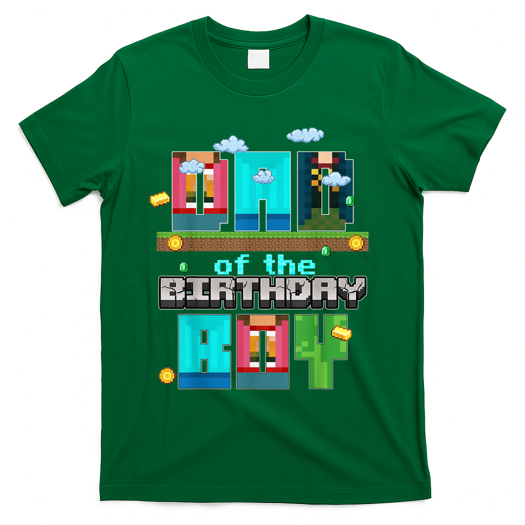 Dad Of The Birthday Boy Video Game Pixel T-Shirt product image 3